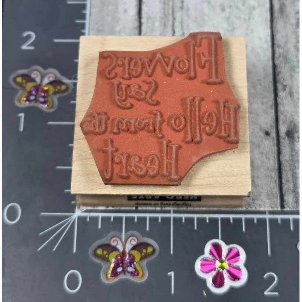 Hero Arts Flowers Say Hello From The Heart C2553 Rubber Stamp Wood #K27